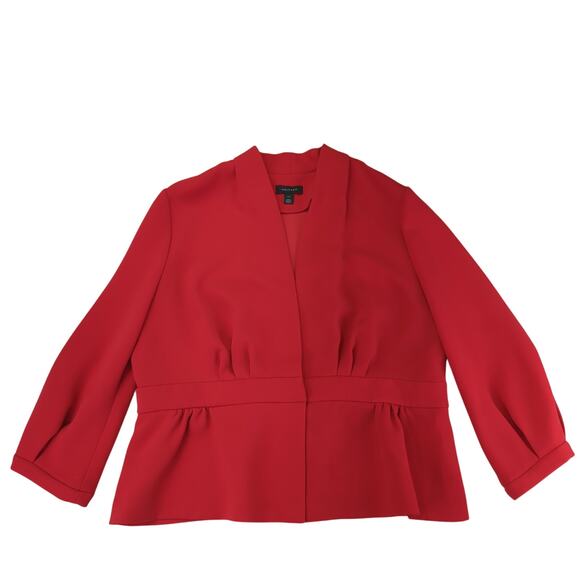 Halogen V-neck‎ Blazer Jacket Women's Size XXL Dark Orange Coral Flowy Peplum - Picture 1 of 6